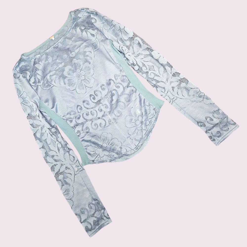 Free People Wild Roses Long Sleeve Top Steel - Picture 4 of 6